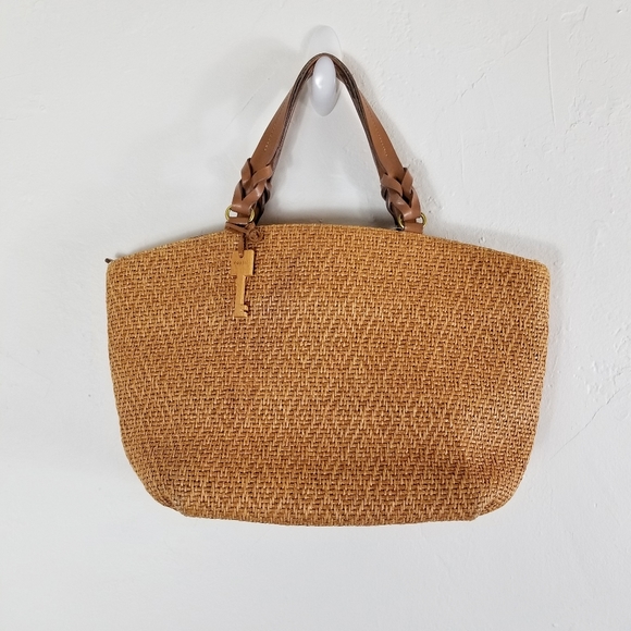 Fossil Handbags - Fossil Key woven basket leather trim shoulder bag